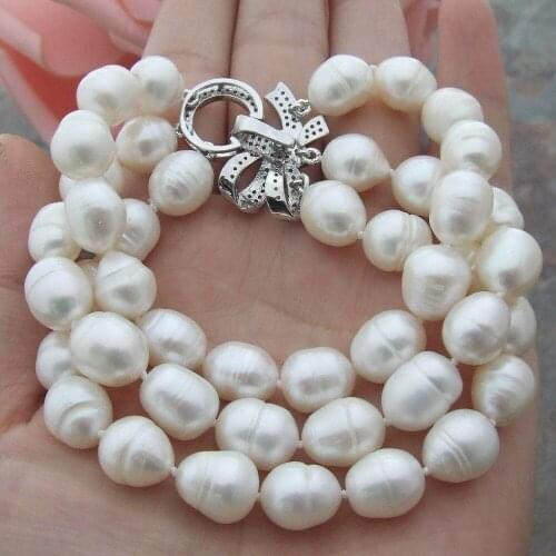 8'' 3 Strands natural White Rice freshwater Pearl strand Bracelet luxury for women Anniversary Jewelry Gifts