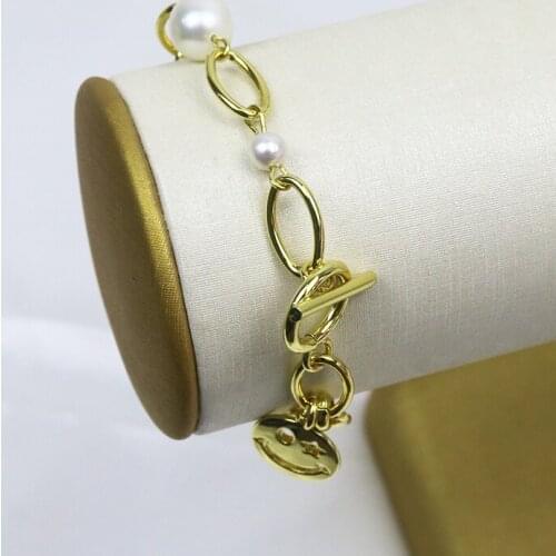 10 Pieces Bracelet Chain Smile face charms Bracelet Bead Heart Gold handmade women Bracelet Jewelry Fashion 90014