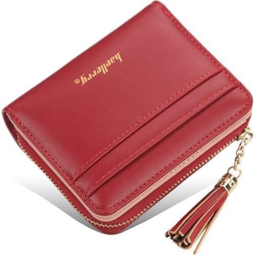 Womens Short Multi-Card Drivers License Purse Fashion Tassled Buckle Womens Bag