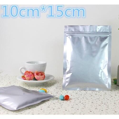 10*15cm 100Pcs/ Lot Ziplock Reclosable Pure Aluminium Foil Packaging Pouches Mylar Valve Zipper Lock Plastic Retail Storage Bags