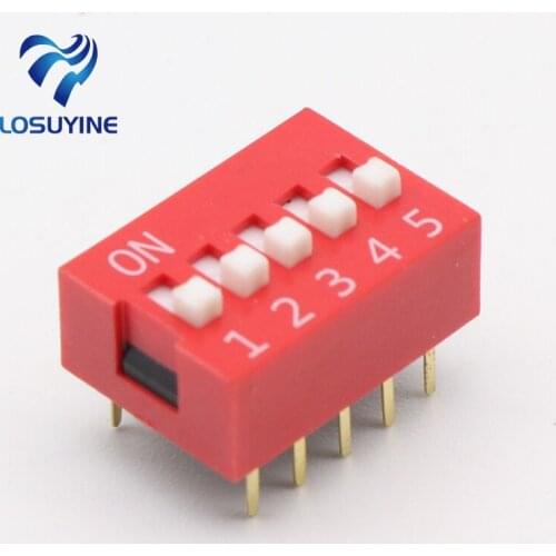 10Pcs Slide Type Switch Module 2.54mm 5-Bit 5 Position Way DIP Red Pitch