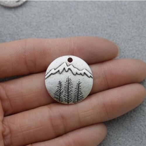 10pcs Minimalist Night Moon Mountain Pendant Hiking Outdoor Travel Jewelry Climbing