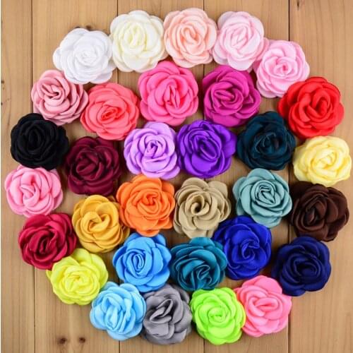 100 pcs/lot , Small 2.3" Soft Satin Rose flowers wedding embellishment DIY headband applique