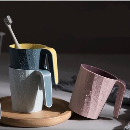 2pc Solid Color Creative Toothbrush Cup With Handle Bathroom Tumbler Mouthwash Travel Toothbrush Holder Children Bathroom