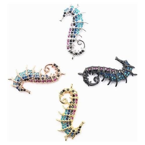 27*14mm Hippocampus micro pave cz zircon cubic zirconia beads DIY Copper necklace charm bracelet connectors t34