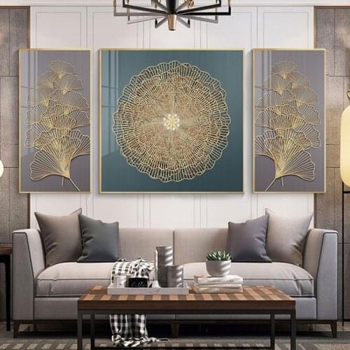 3 Panels Abstract Golden Art Modern Pictures Canvas Painting Wall Poster for Living Room Office Home Decorative Prints Cuadros