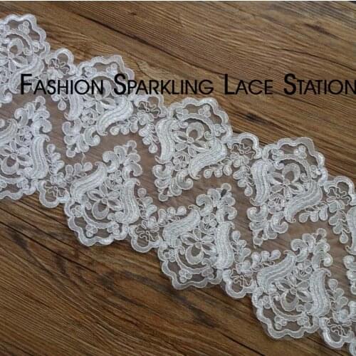 3Yards Delicate wide 22cm ivory Codring Fabric Flower Venise Venice wedding dress headwear Lace Trim
