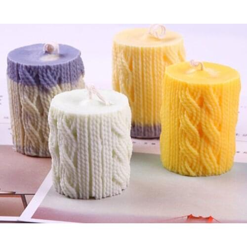 3D Cylindrical Candle Mold Handmade Wax Soap Making Mould DIY Craft Decorating E56C