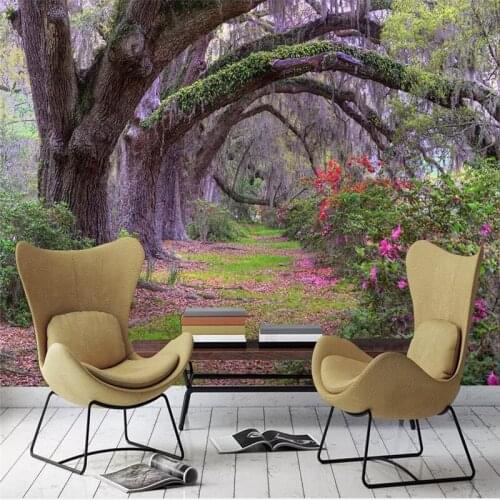 Custom 3d wallpaper forest road background wall sofa living room TV family art decoration painting silk waterproof material