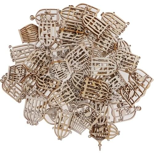 50 Mixed Birdcage Wood Scrapbooking Carft DIY Wind Chime Hanging Decorations