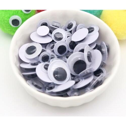 200pcs Black and White Active Eyes Handmade with Adhesive 6-15mm Kindergarten Creative Production Materials Active Eye Stickers