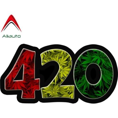 Aliauto Funny 420 Weed Leaf Leaves Dank Car Stickers Reflective Decals for Volkswagen Polo Golf Opel Ford Peugeot 206,13CMX7CM