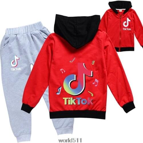 Spring Autumn zipper cardigan + casual pants childrens suit Tik Tok Slayer Childrens cartoon hoodie boy girl halloween clothes