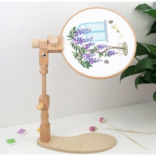 Wooden Chinese Embroidery Lap Stand Hoop Adjustable Desktop Cross Stitch Rack Tapestry Frames Sewing Needlework Accessories