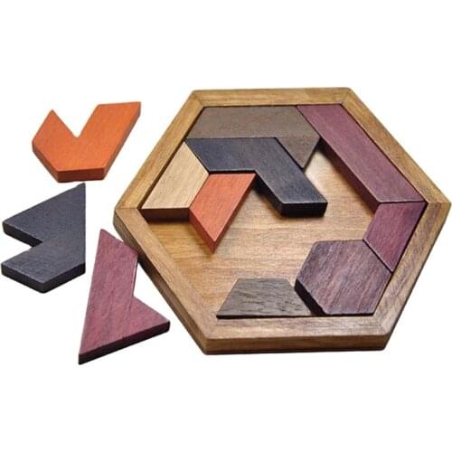 Wooden Puzzles Tangram Jigsaw Board Geometric Shape Early Learning Educational Toys for Kids Children