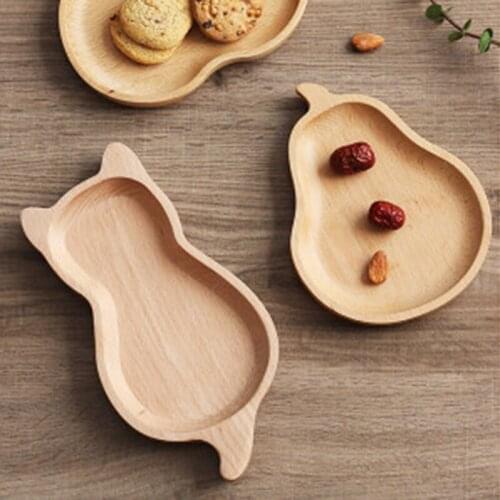 Korean Style Wooden Storage Trays Dishes Plates Kids Candy Snacks Fruit Dessert Kitchen Organizer Dinnerware Tableware