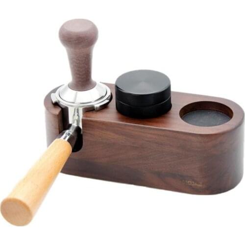 51/53/54/58mmCoffee Filter Tamper Holder Walnut Wood Espresso Tamper Mat Stand Coffee Maker Support Base Rack Coffee Accessories