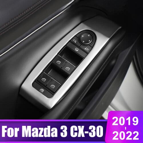 For Mazda 3 Alexa 2019 2020 Carbon Fiber Car Glass Switch Cover Trim Door Window Button Decoration Panel Auto Inner Accessories
