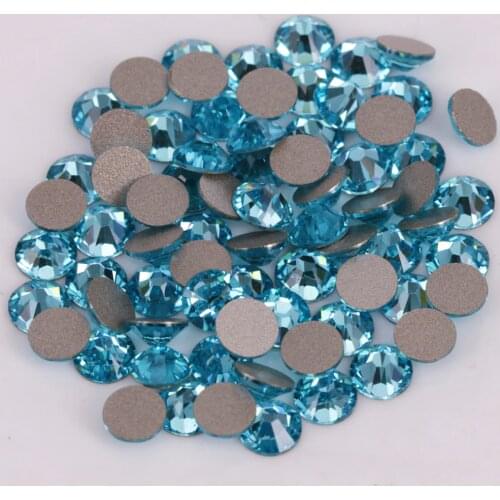 Good Quality ss3-ss34 Aquamarine Glue On Rhinestones Flat Back Non Hotfix Crystal Stones for Nail Art
