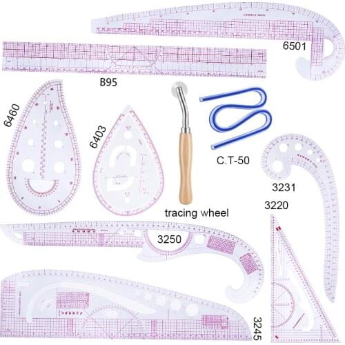Imzay 10pcs Tailor Measuring Kit DIY French Curve Sewing Set Yardstick Sewing Tools Measure Dressmaking