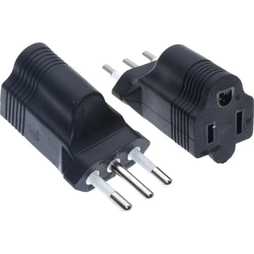 Italy Male Plug to USA AC Nema 5-15R Female Power Adapter US 3 Prong to Italy Travel Plug Connector