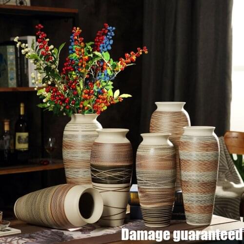 Ceramic Floor Large Vase Light Luxury Variety of Living Room Decoration Flower Arrangement Home Furnishings European Decorations