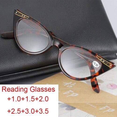 Lightweight Reading Glasses Women Presbyopia Eyeglasses Cat Eye Retro Clear Lens Magnifier Female Reader Eyewear +1.5 2.0 3.0 3