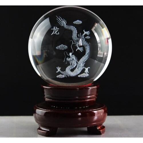 TOP COOL festival gift # 2020 efficacious HOME office FENG SHUI Talisman 3D Crystal CHINA Auspicious dragon Phoenix ball statue