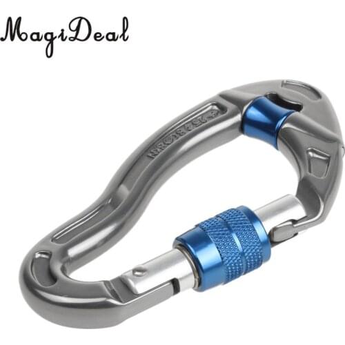 MagiDeal 25KN Screwgate Locking Carabiner Keychain Hook Clip for Rock Climbing Tree Carving Arborist Rigging Rappelling Rescue