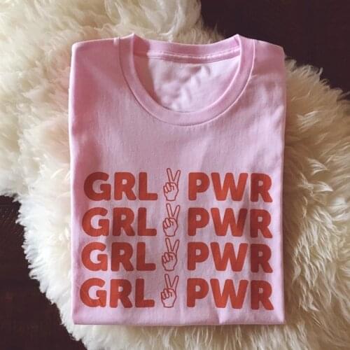 Fashion Grl Pwr T-Shirt Girl Power Outfit Tshirt Feminist Tee Cotton Harajuku T Shirt Women The Future Is Female tumblr Tops