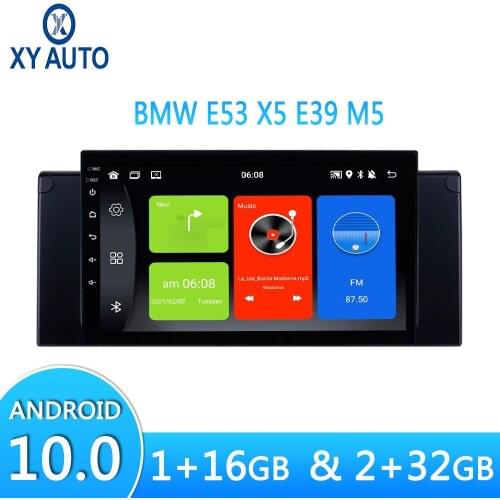 For BMW E53 E39 X5 M5 Car Android 10 GPS Radio Stereo WIFI Free MAP Quad-Core Bluetooth Split Screen Car Multimedia Player