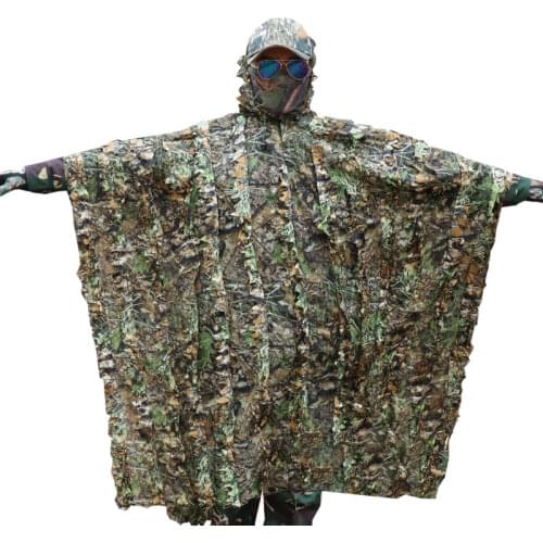 TPRPST Camo 3D Leaf cloak Yowie Ghillie Breathable Open Poncho Type Camouflage Birdwatching Poncho Sniper Suit