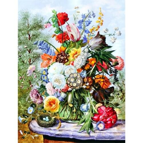 Flowers DIY Embroidery 11CT Cross Stitch Kits Craft Needlework Set Cotton Thread Printed Canvas Home Decoration Room