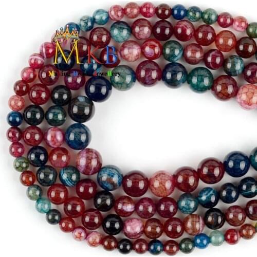 Natural Stone Tourmaline Dragon Veins Agates Round Beads For Jewelry Making 6 8 10mm Diy Bracelet Charm Neckacel Accessories 15"