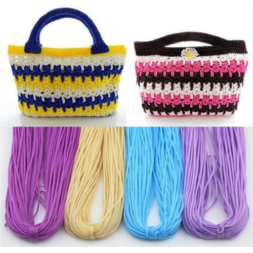 Bright Color Nylon Cord Thread Ice Silk Hollow Crochet Thread DIY Hand-Woven Bracelet Hat Bag Cup Mat Slipper Braided Handicraft