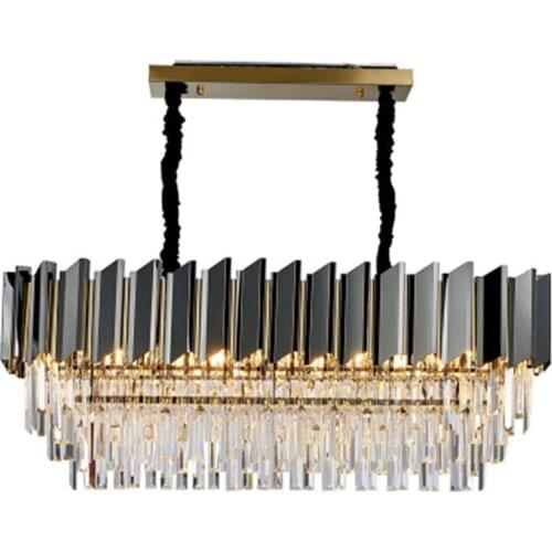New Modern Dining Room Chandelier Lighting Luxury Rectangle Kitchen Island Crystal Lamps Home Decoration LED Cristal Lamp