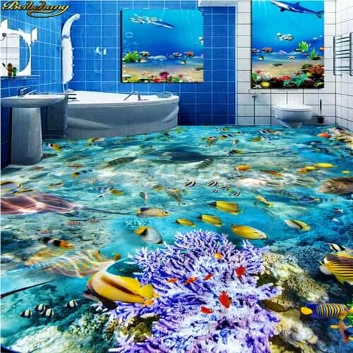 Beibehang Custom Wallpaper Floor Paintings HD Dream Underwater World Toilet Bathroom Bedroom 3D Floor papel de parede