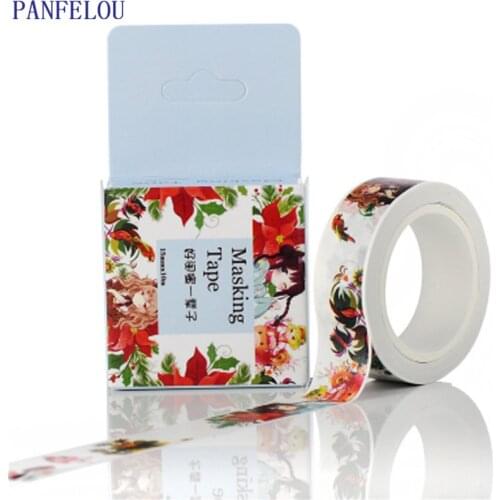 PANFELOU 1.5CMx10M flower red cartoon Stickers border masking adhesive paper washi tape DIY Scrapbooking Hand account