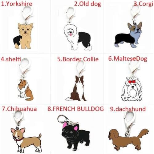 10pcs/lot Fashion Pet Dog Charm Charm Poodle Bulldog Husky Chihuahua Dog Jewelry Pendant Jewelry Gift Accessories