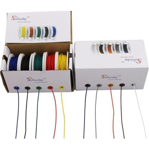 UL 1007 30awg 50m/box Cable wire 5 colors Stranded Wires Mix Kit Electrical line Airline Copper PCB Wire DIY