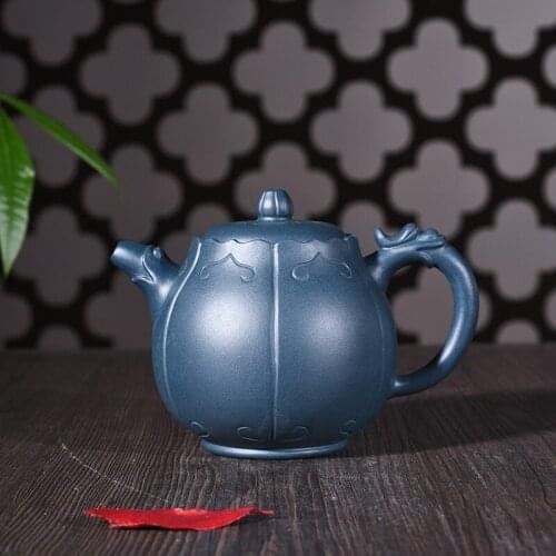 Yixing purple clay pot genuine hand-made raw ore azure mud Ruyi Longding Kungfu teapot tea set can be mixed batches