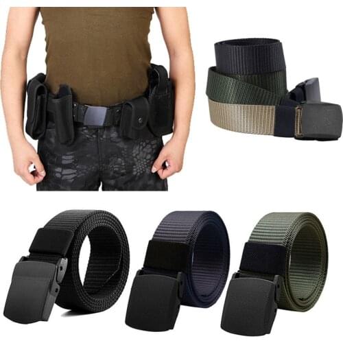Men Female Belts Military Nylon Adjustable Belt Men Outdoor Travel Tactical Waist Belt with Plastic Buckle for Pants 120cm