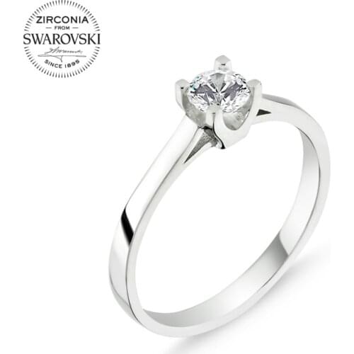 Silver 925 Sterling Swarovski Zirconia Cubic Zirconia Engagement Ring