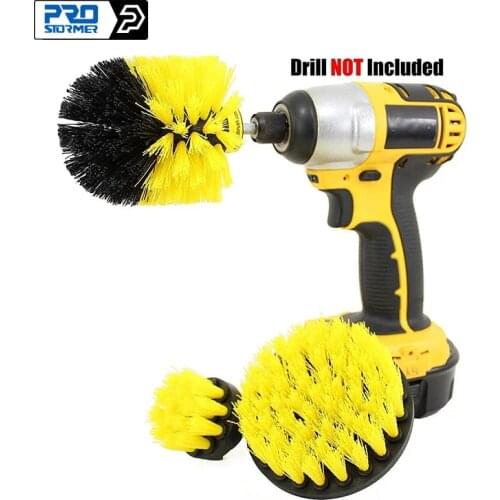 3Pcs/Set Electric Scrubber Brush Drill Brush Kit Plastic Round Cleaning Brush for Carpet Glass Car Tires BIY Bits by PROSTORMER