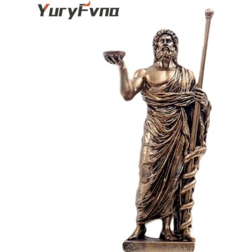 YuryFvna Greek Medical God Sculpture, Asclepius Medicine Bronze Statue for Home Desktop Decoration