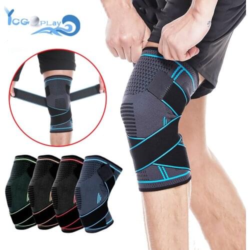 Sports Kneepad Men Pressurized Elastic Knee Pad Outdoor Cycling Hiking Fitness Breathable Non-slip Nylon Knitted Belt Knee Pads