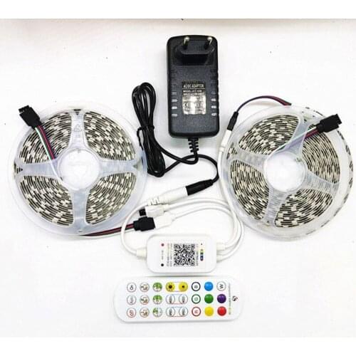 Led 12V 5050 intelligent LED Strip + app music 24 key controller for wall stair light KTV DJ party bar light + 110V 220V adapter