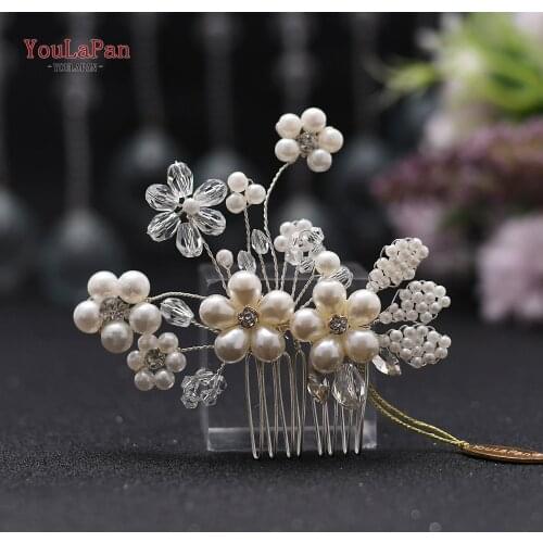 YouLaPan Bridal Hair Side Comb Silver Wedding Girls Hair Clip Pearl Crystal Hair Accessories Vintage Hair Barrette HP37