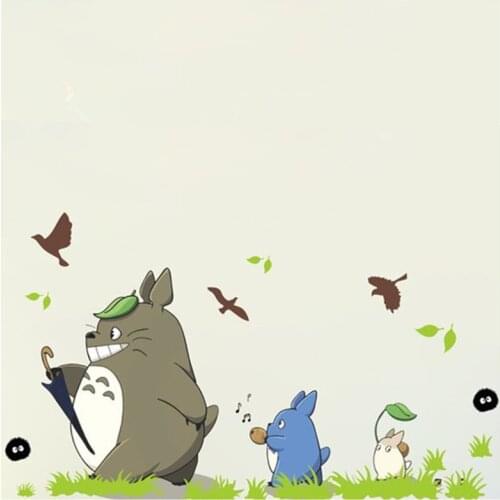 Funny cartoon Totoro wall decals 3d vinyl mural stickers kids room decoration children puzzle anime poster wallpaper 60*45cm