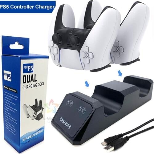 For PS5 Controller Charger Dock Dual Charging Stand Station Cradle for Sony Playstation 5 for PS5 Controller with LED Indicator